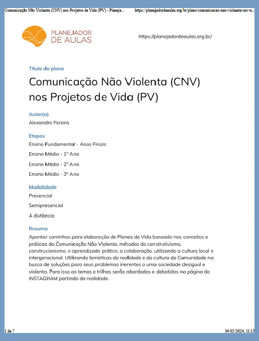 Projeto de Vida • Comunicação Não Violenta nos Projetos de Vida