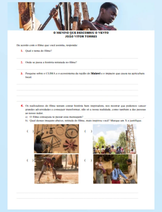 Atividades • O Menino que Descobriu o Vento