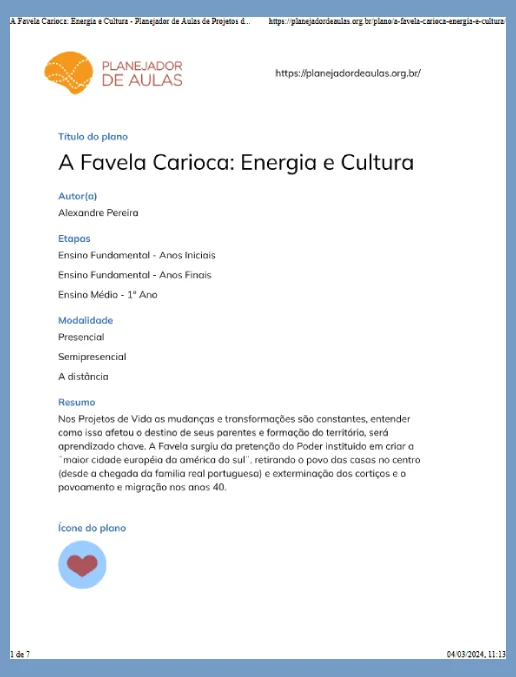 Projwto de Vida • A Favela Carioca - Energia e Cultura