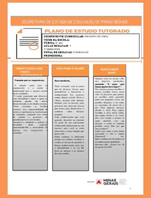 Plano de Estudo Tutorado – 6º ano