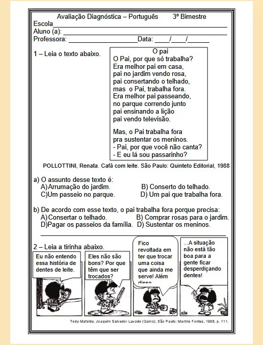 Avaliação Diagnóstica • Língua Portuguesa