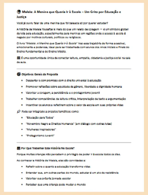 Malala • Um Grito por Educação e Justiça - Proposta Pedagógica 
