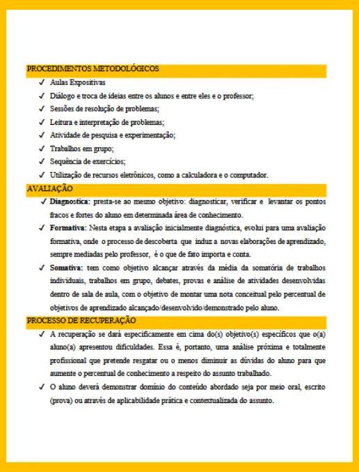 Palnejamento • Matematica - Anos Finais