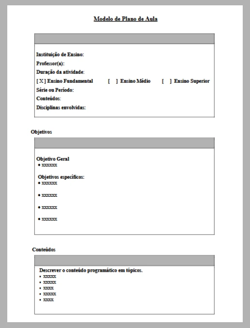 Plano de Aula • Modelo Básico