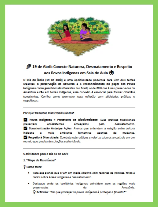 Plano de Aula  • Cuidando da Floresta - Lições do Dia do Índio