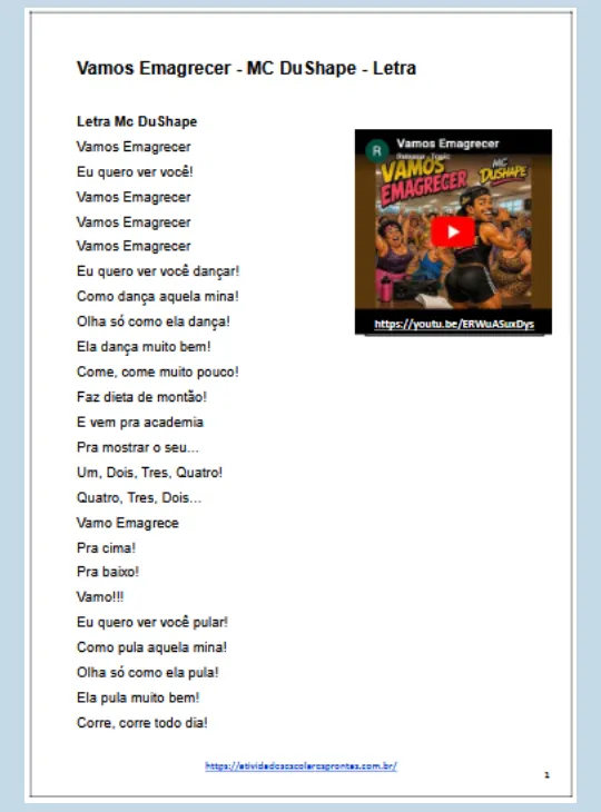 Vamos Emagrecer - MC DuShape - Letra