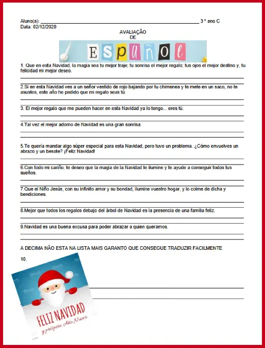 Espanhol - Conjugação Verbal e Avaliação
