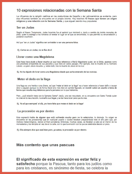 Espanhol - Expresiones relacionadas con la Semana Santa