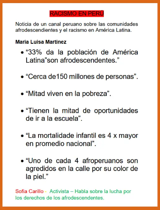 Espanhol - Racismo en Perú