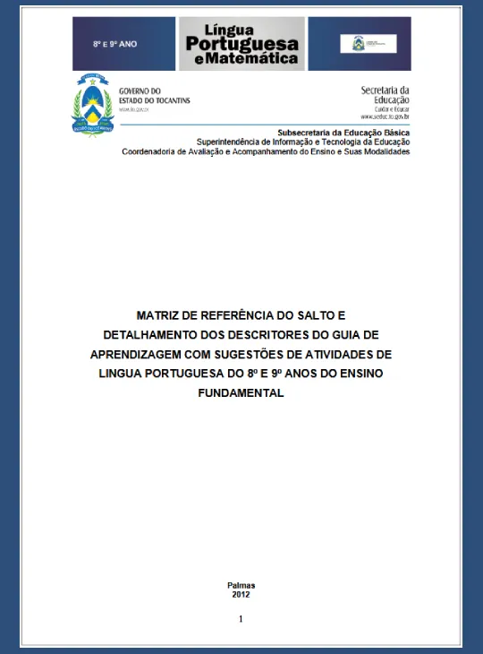 Apostila SALTO – Língua Portuguesa 8º e  9º anos Ensino Fundamental II 