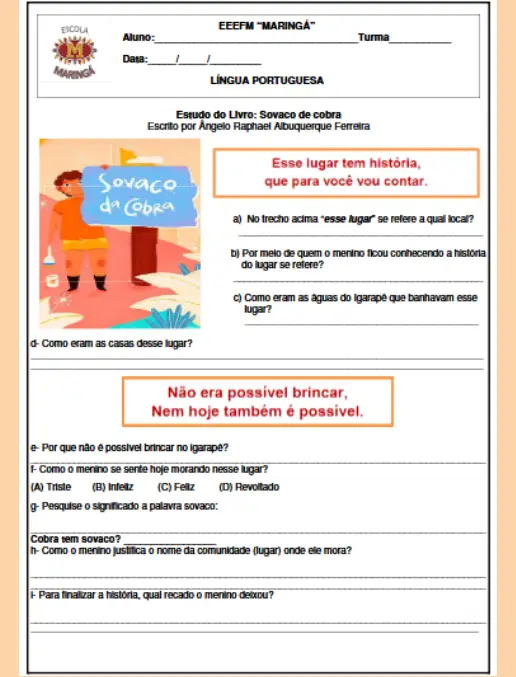 Atividade Interpretação de "Sovaco de Cobra"