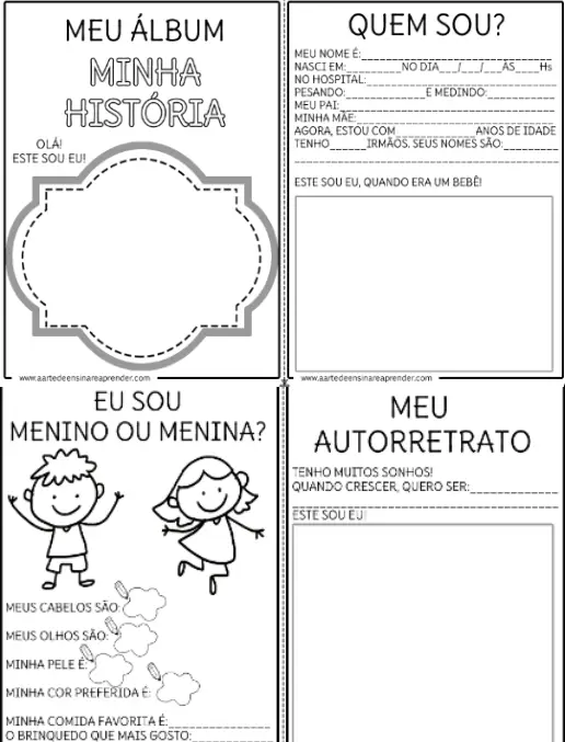 Atividade Pedagógica de Identidade e Autoconhecimento - Meu Álbum, Minha História