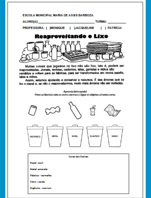 Atividade Prática Aprendendo sobre Reciclagem e Coleta Seletiva