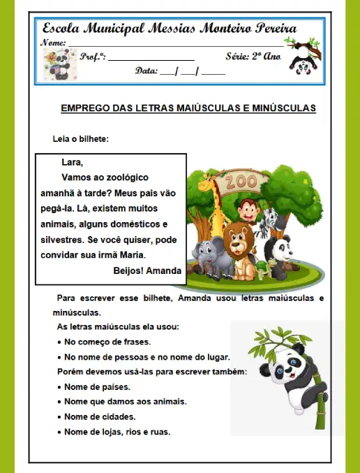 Atividades Prontas - Uso de Maiúsculas e Minúsculas
