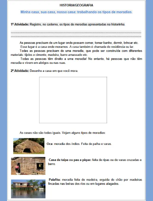 Atividades - Tipos de Moradias