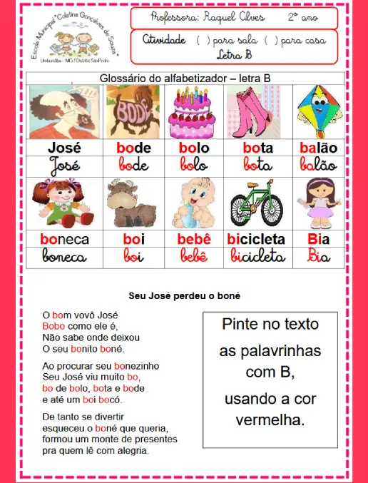 Atividades de Alfabetização - A Família Silábica da Letra B