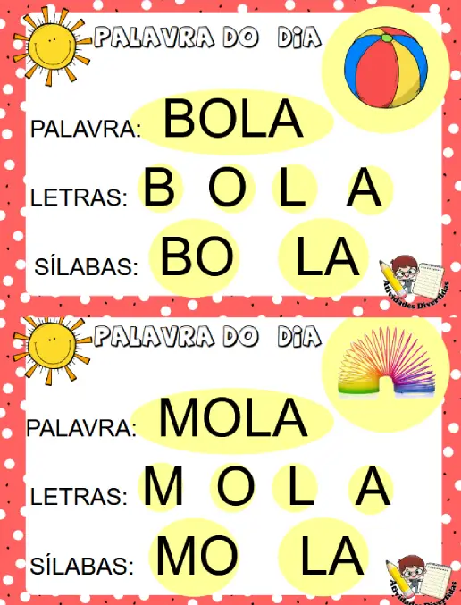 Atividades de Alfabetização Explorando as Palavras