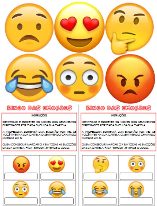 Bingo das Emoções - Recurso Lúdico para Educação Socioemocional