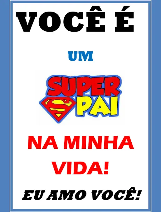 Cartão "Super Pai" Atividade Afetiva para Imprimir