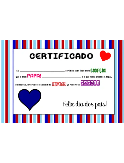 Certificado Afetivo para o Dia dos Pais