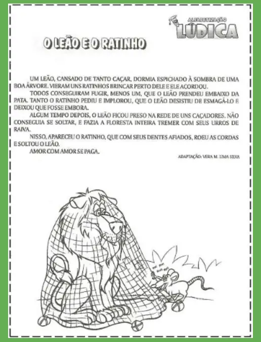 Interpretação e Escrita com a Fábula O Leão e o Ratinho