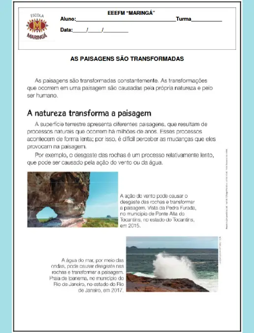 Plano de Aula de Geografia Como a Natureza e o Ser Humano Transformam a Paisagem