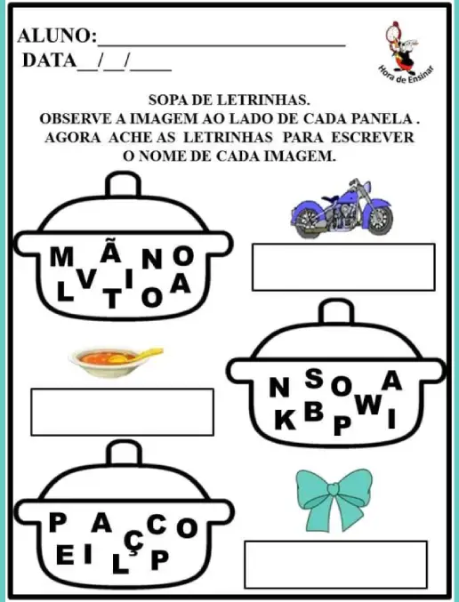 Sopa de Letrinhas Formação de Palavras