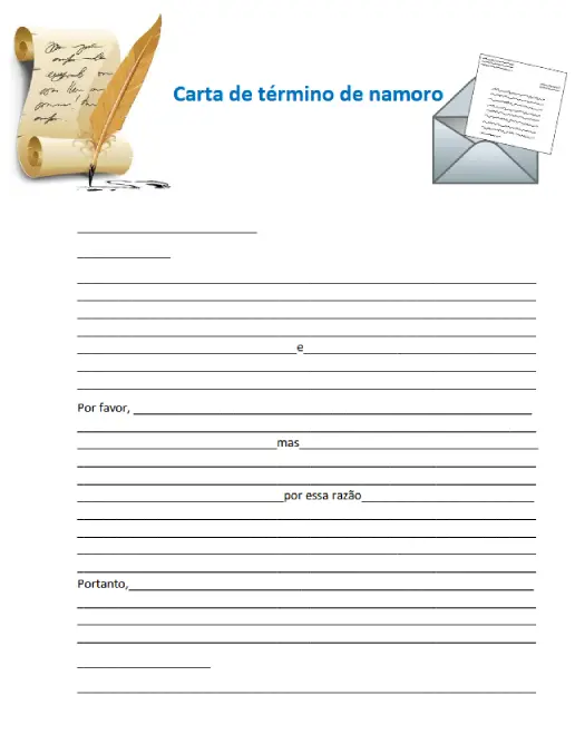 Atividade de Língua Portuguesa Carta de Término e o Uso das Conjunções