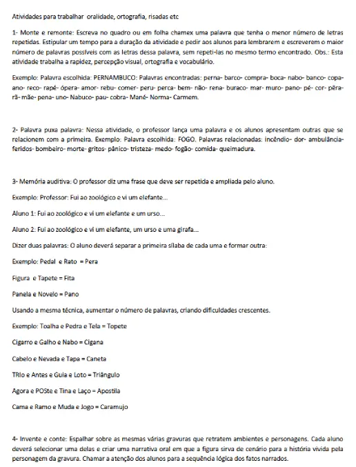Atividades Lúdicas Ortografia, Oralidade e Produção de Texto