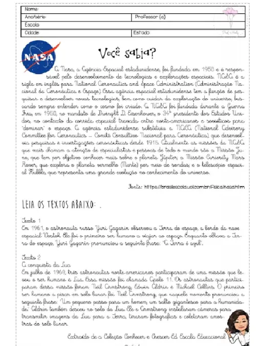 Atividades de Ciências e Interpretação Exploração Espacial e NASA