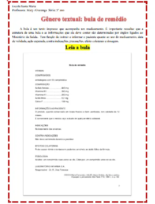 Compreensão Textual Interpretando uma Bula de Remédio