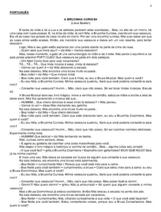Leitura e Interpretação A Bruxinha Curiosa