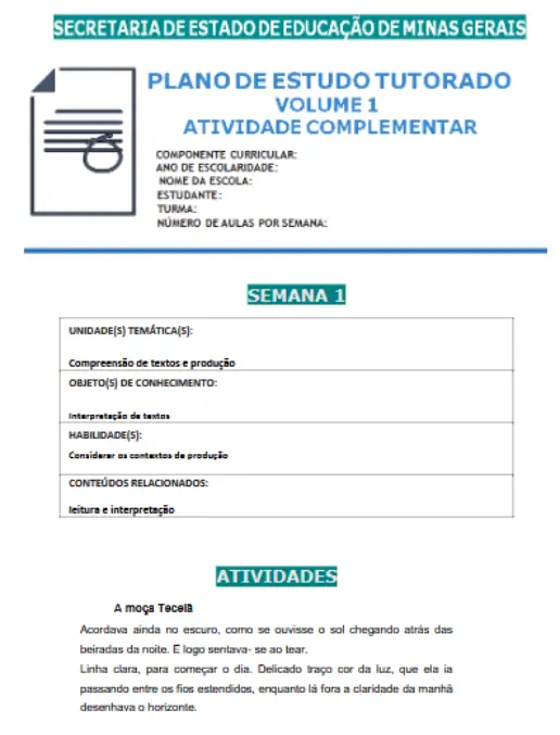 Plano de Estudo Tutorado Interpretação de Textos e Artigo de Opinião