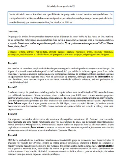 Prática de Coesão Anáforas Encapsuladoras em Textos Jornalísticos