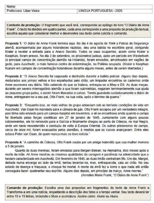 Produção Textual Transformando Obras Literárias no Gênero Notícia