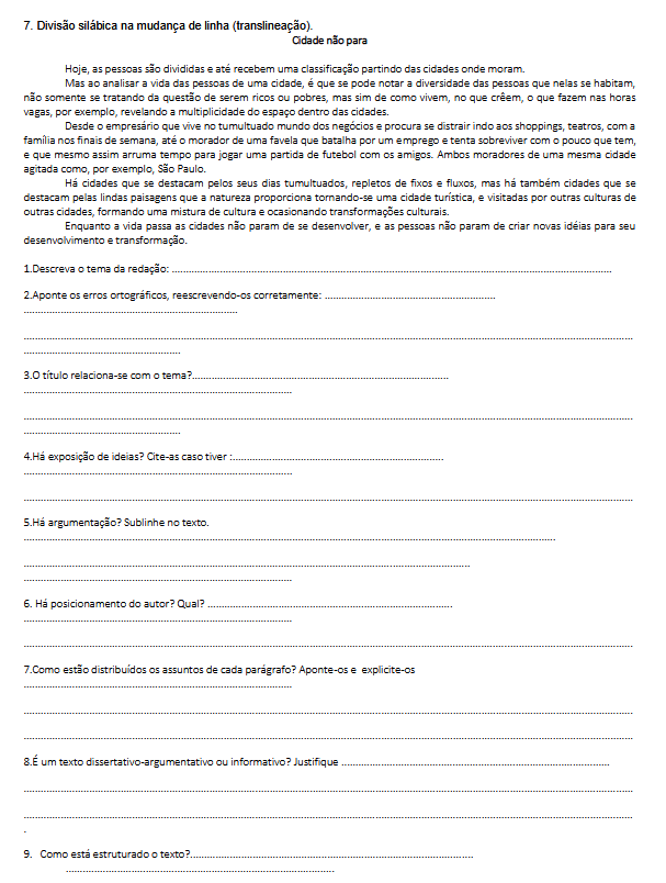Atividade Interpretação e Análise Estrutural de Texto