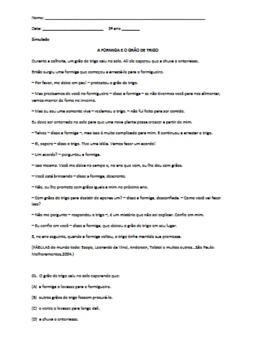 Simulado de Interpretação de Textos Variados